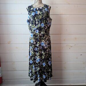 London Style Collection Sleeveless Floral Midi Dress Size 16